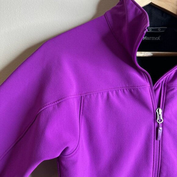 Marmot Jacket Womens Sz XS Purple Black Fleece Lined Softshell Outdoor Full Zip - Picture 3 of 13